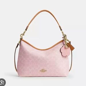 Coach Pink Shoulder Bag with Tan Trim